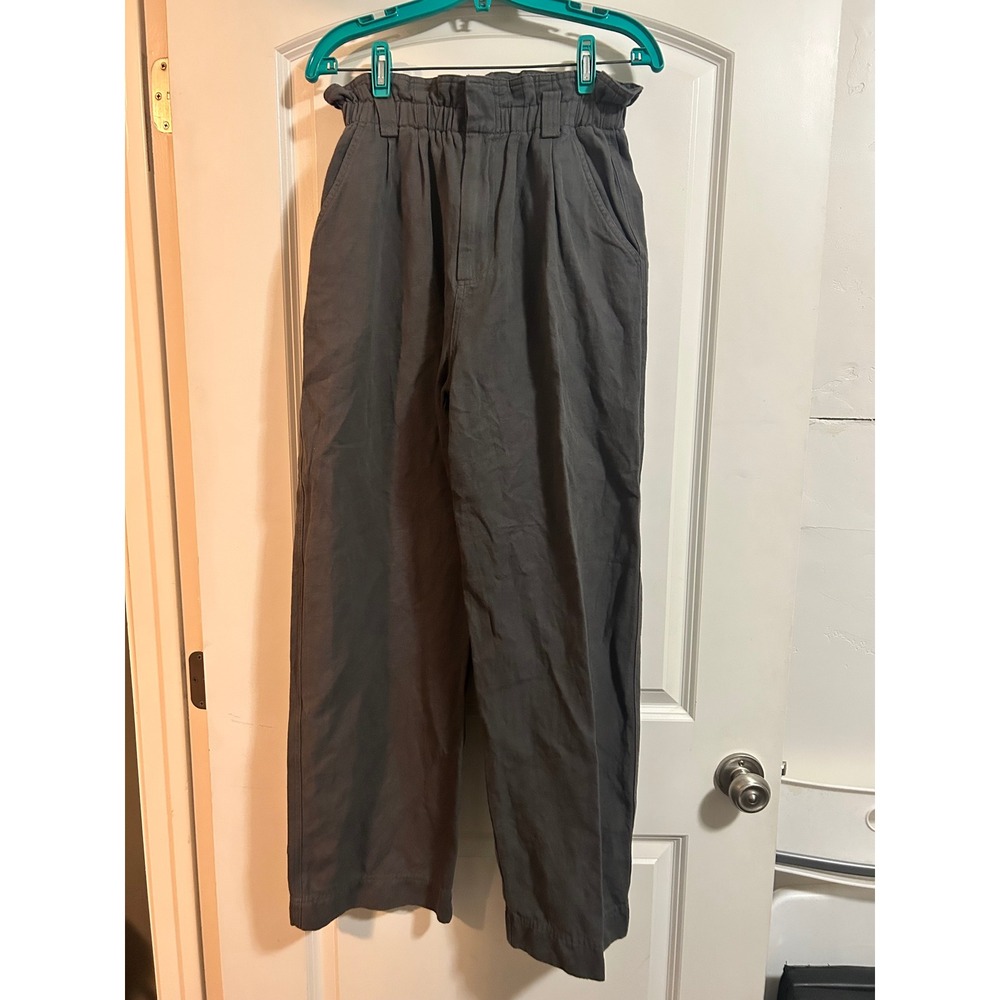 Apiece Apart Charcoal Gray Paperbag Waist Wide Leg Twill Trousers High Rise s
